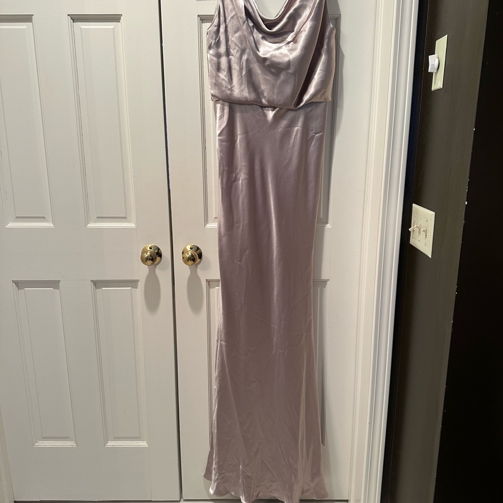 Elegant Silver Satin Gown